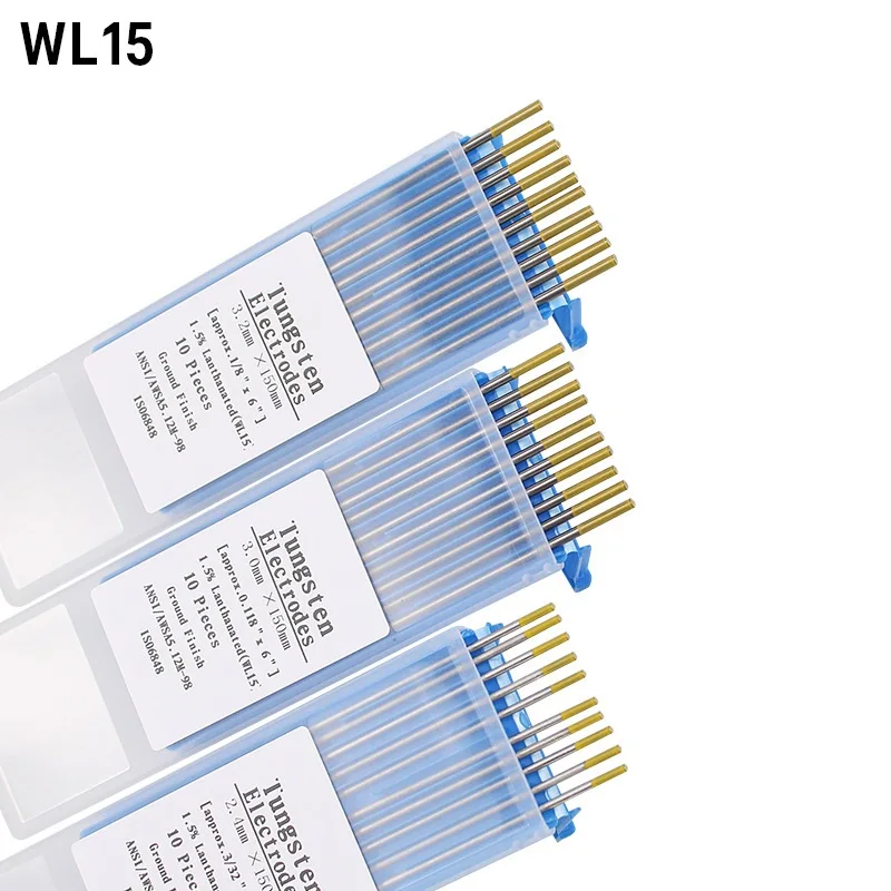 

10PCS Tig Tungsten Electrode Gold 1.0/1.6 /2.0/2.4/3.0/3.2/4.0*150mm for Carbon Steel Stainless Steel Copper Alloy Titanium