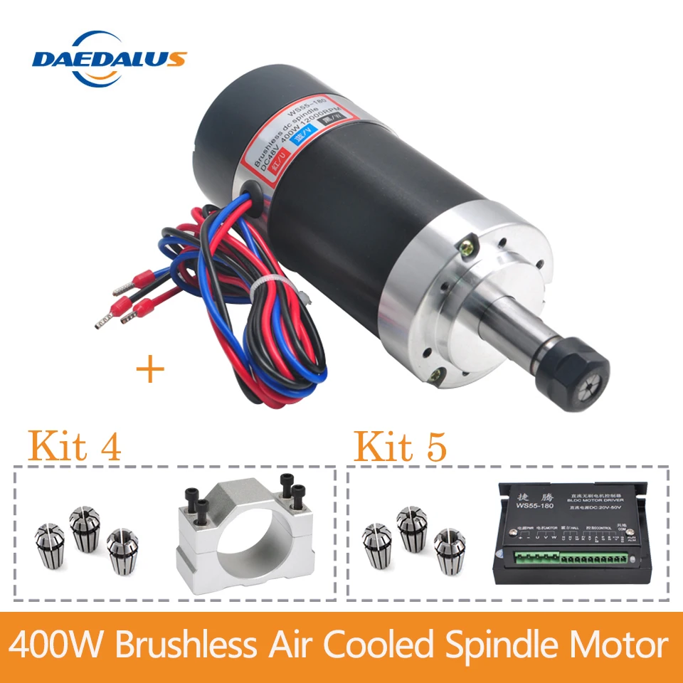 Daedalus CNC 400W DC безщеточный шпиндель с воздушным охлаждением двигатель комплект