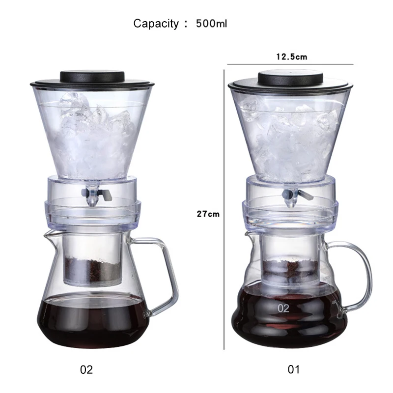 

Ice Drip Coffee Pot Glass Coffee Maker Regulatable Dripper Filter Cold Brew Pots Ice Brewer Percolators Espresso Coffee