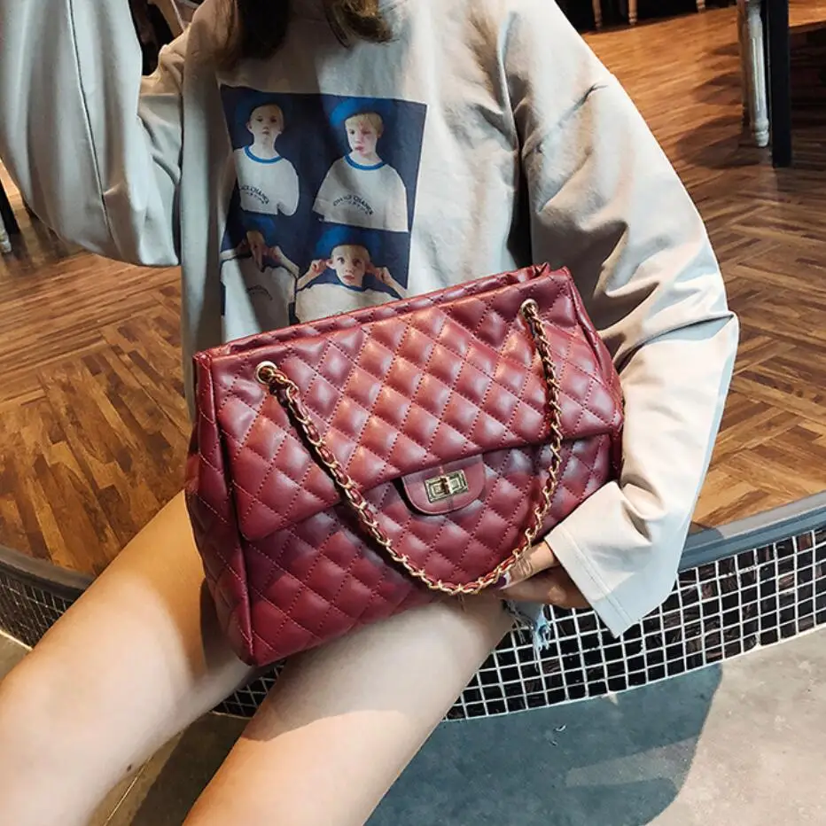 2020 PU Leather Handbags Women's Designer Handbag The Big Lattice Lock Shopping Bag Large Tote Shoulder Bags | Багаж и сумки