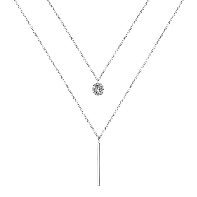 

Noble 925 Sterling Silver Double Necklace Choker Shiny Zircon Geometric Long Clavicle Chain Woman Wedding Jewelry Birthday Gift