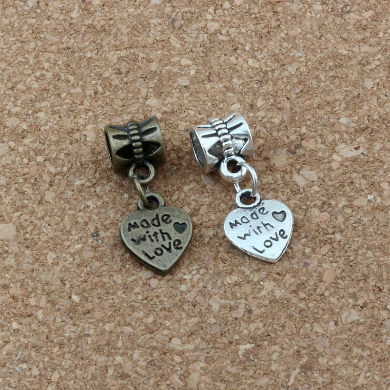 150 шт./лот Сделано с любовным сердцем подвесные бусины шармы подходят для