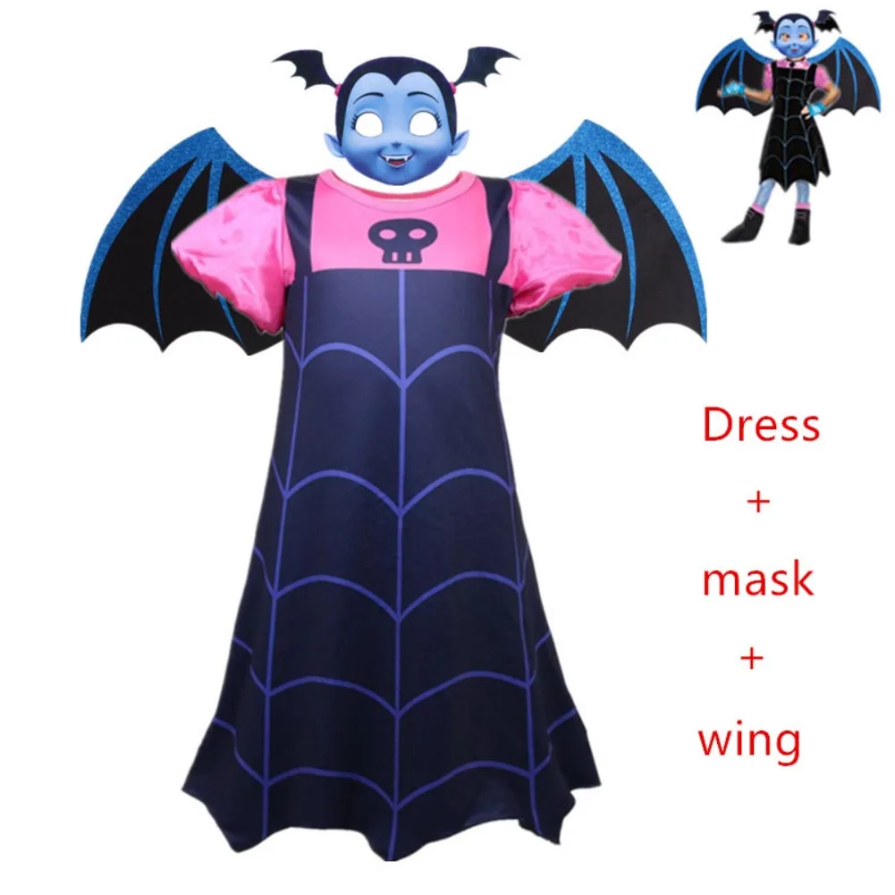 2019 летние платья для девочек комплект платьев Vampirina + крыло искусство детей