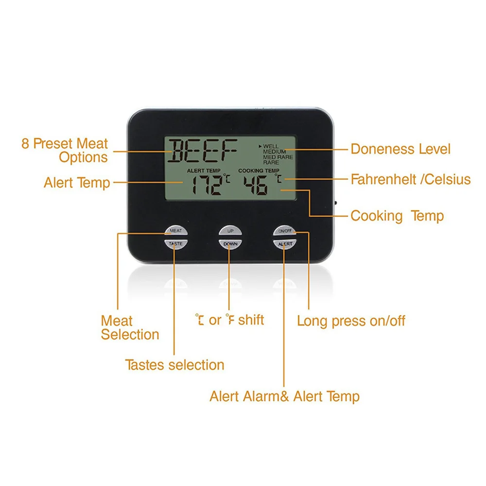 Термометр для приготовления пищи ЖК цифровой зонд термометр мяса барбекю датчик