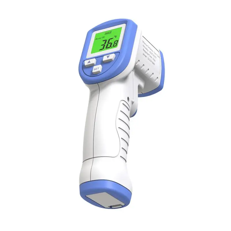 Инфракрасный термометр LCD трехцветный Фон цифровой дисплей Бесконтактный + 2