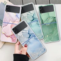 granite marble cell phone case for samsung galaxy z flip 3 5g translucent casing zflip 6 7inch capa hard shell fundas