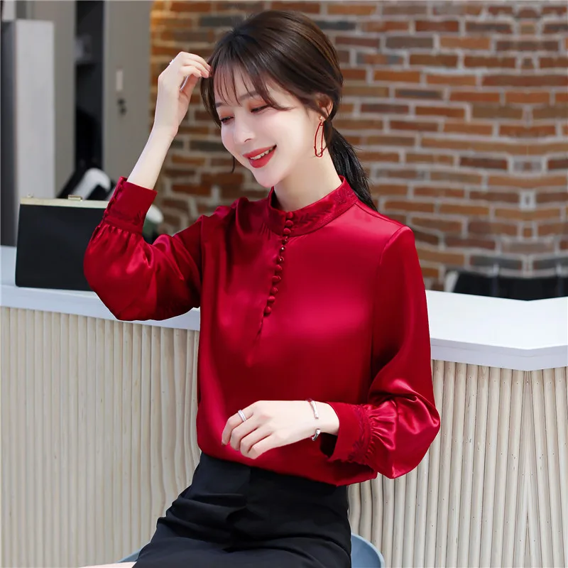 Блузка женская мода 2020 рубашка одежда корейский стиль длинный рукав Топ осень