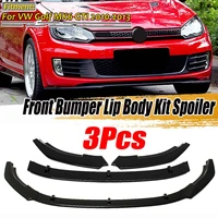 new black 3pcs car front bumper splitter lip diffuser chin body kit spoiler guard for vw for golf mk6 gti 2010 2012 2013