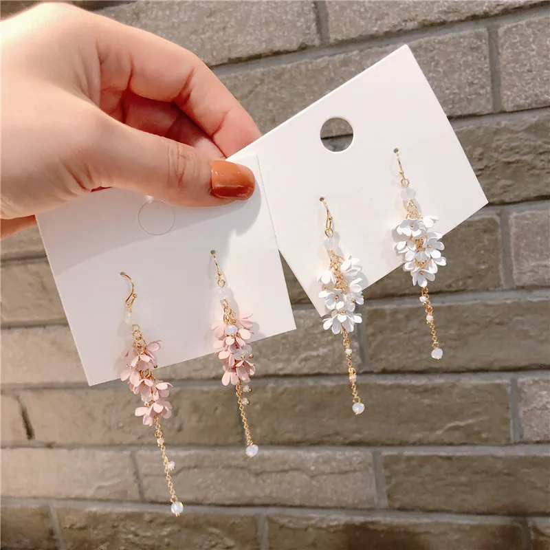 2019 Новый корейский стиль серьги для молодой женщины милый розовый желтый цветок