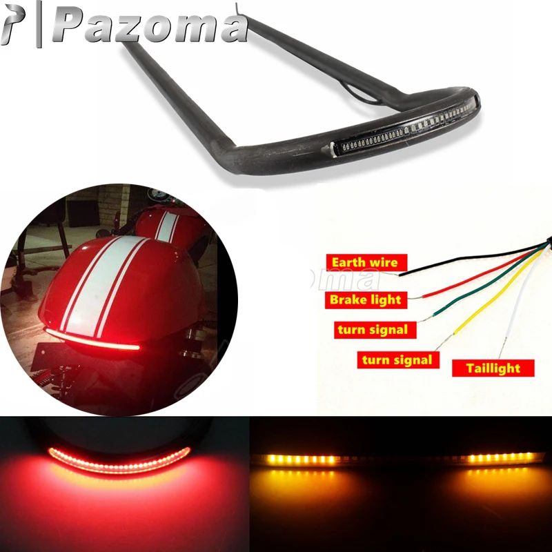 Мотоциклетная рама для заднего сиденья Cafe Racer Upswept с петлей со светодиодами