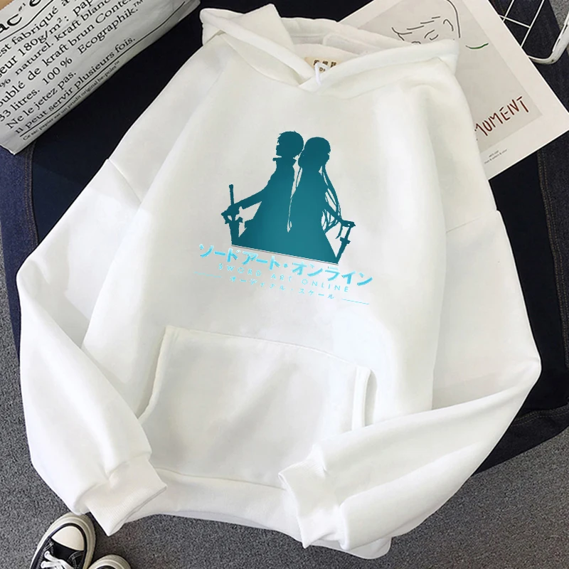 

Женская толстовка с капюшоном SAO - Kirito and Asuna Sword Art Online, осенняя Повседневная Толстовка с длинными рукавами для студентов, уличная одежда с кап...