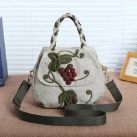 new coming original string appliques small women shopping handbagsnice bohemian prints lady canvas carrier top mutli use bags