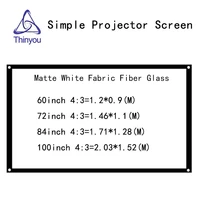 thinyou simple projector screen 60inch 72inch 84inch 100 inch 43 matte white fabric fiber glass with eyelets for projector
