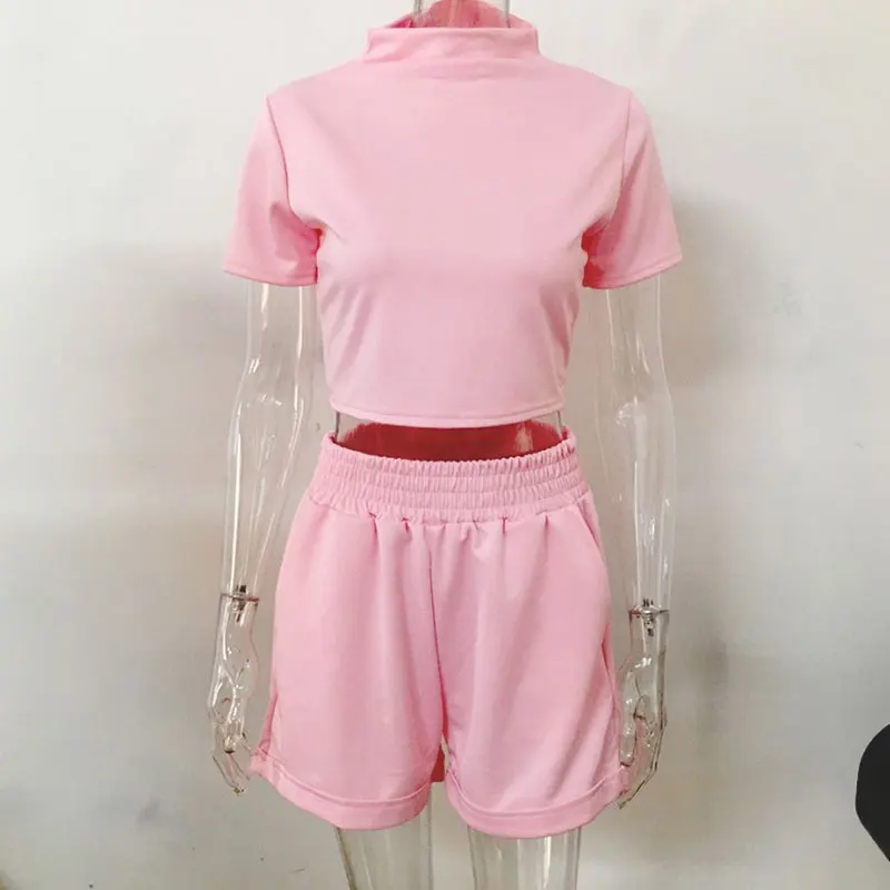 

Autumn Summer women sweatsuits sets 2020 New Hot Women's Two-Piece Suit Solid Color Home Slim Fashion Casual Suit shorts set