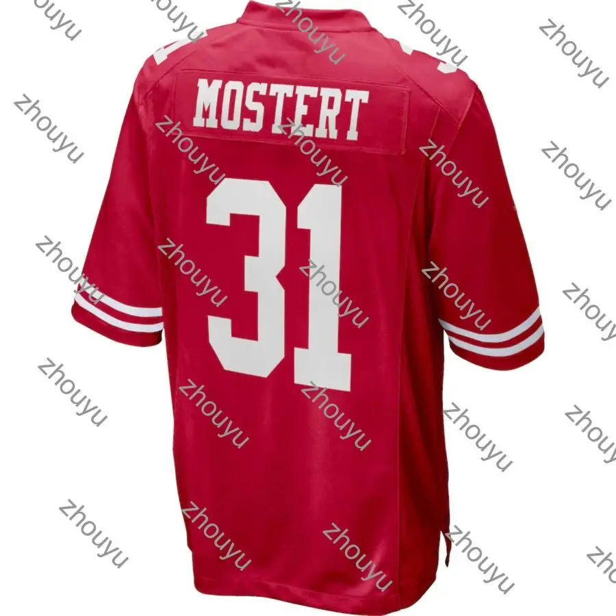 

Футбольная майка Raheem Mostert Red 49er для мужчин, женщин, мужчин, детей