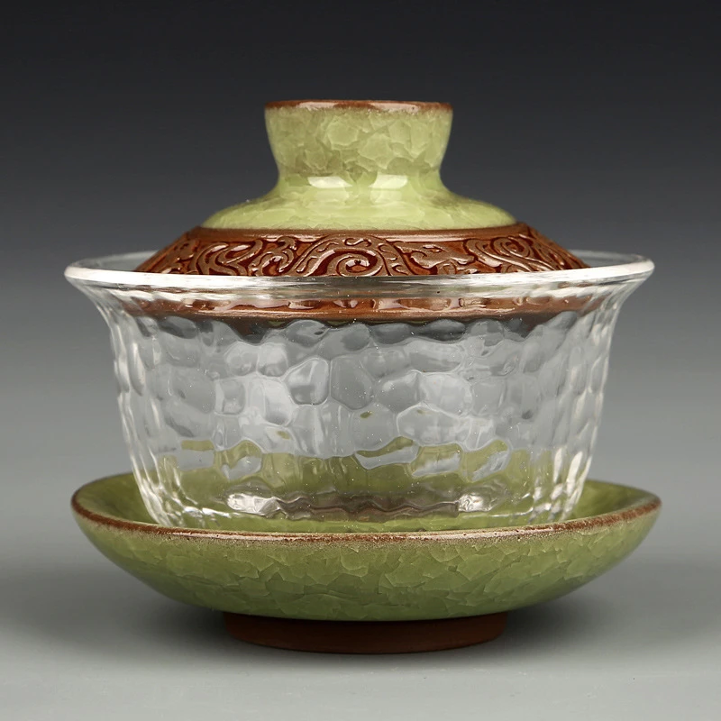 Стеклянный керамический чайный сервиз Gai Wan китайские чайные наборы Dehua Gaiwan