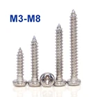 10 шт. крестовые встраиваемые Винты с круглой головкой, резьбовые винты M3 M3.5 M4 M4.2 M4.8 M5 M5.5 M6 M6.3 M8, винты из нержавеющей стали и дерева