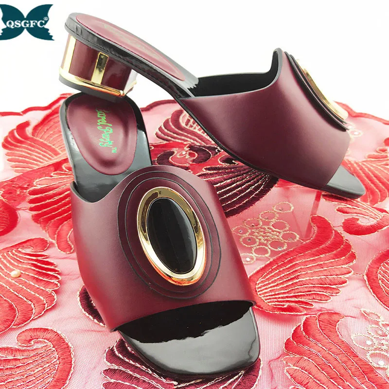 

Open-toed slippers Middle Heel Shoes African style Wedding party Shoes Nigerian style shoes leisure time Shoes