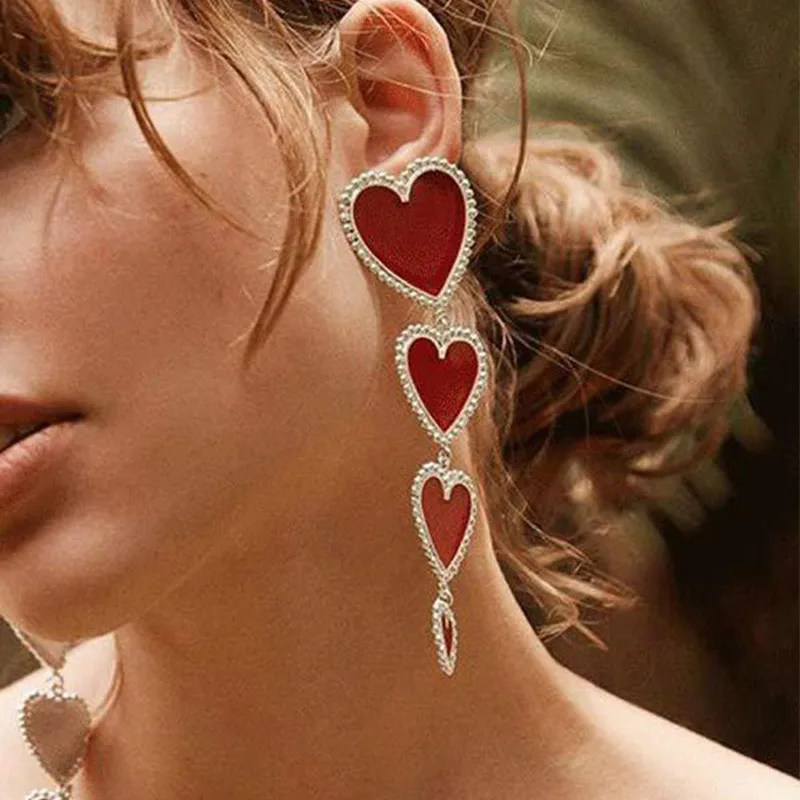 1 пара модные длинные серьги в форме сердца преувеличенные для женщин ювелирные
