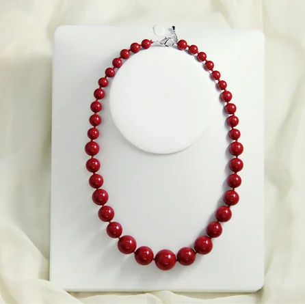 

Natural AAA+ 8mm-18mm south sea Coral red shell pearl necklace 18"