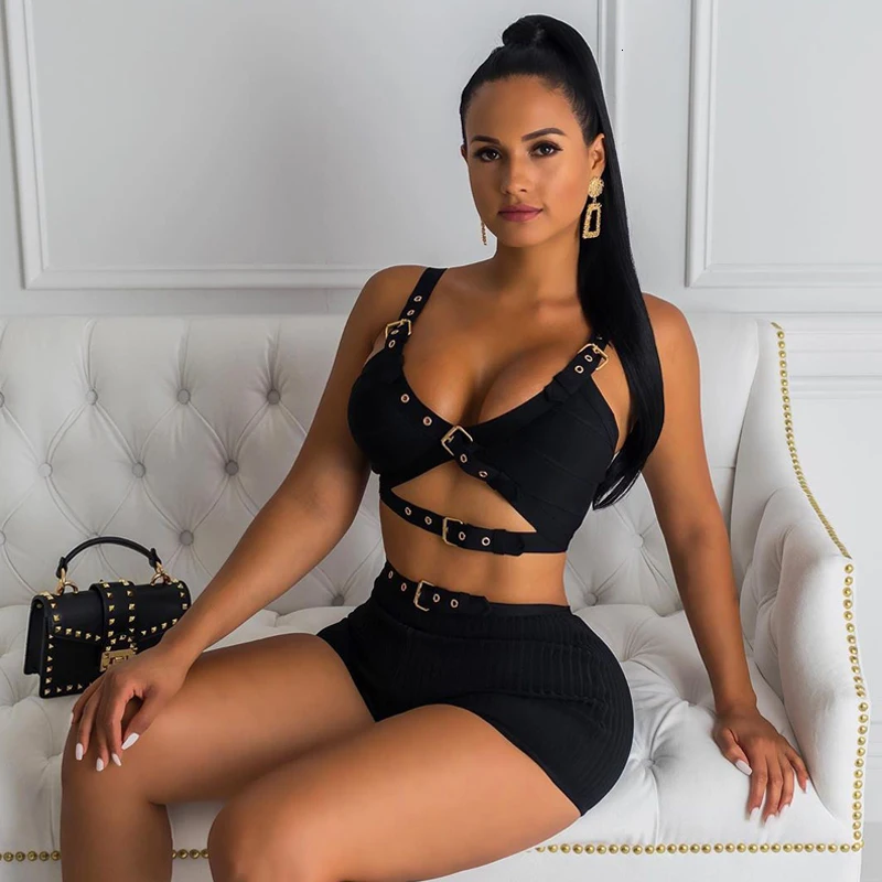 Fuedage осень 2019 сексуальный Облегающий комбинезон женский без рукавов с вырезами