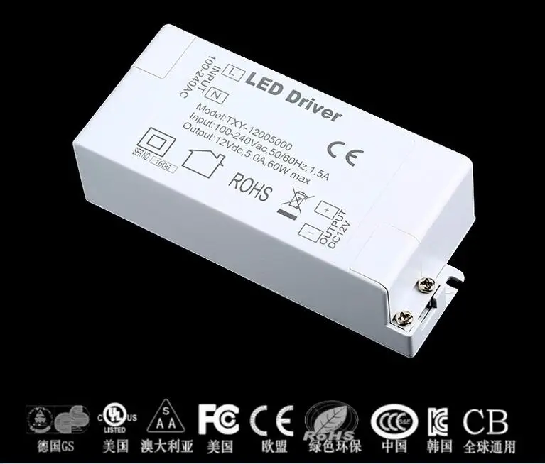 2022 Led Power Supply 12V 5A 60W LED Driver AC DC adapter 100V-240V Power Supply Lighting Transformer LED Lamp Strip 110V 220V