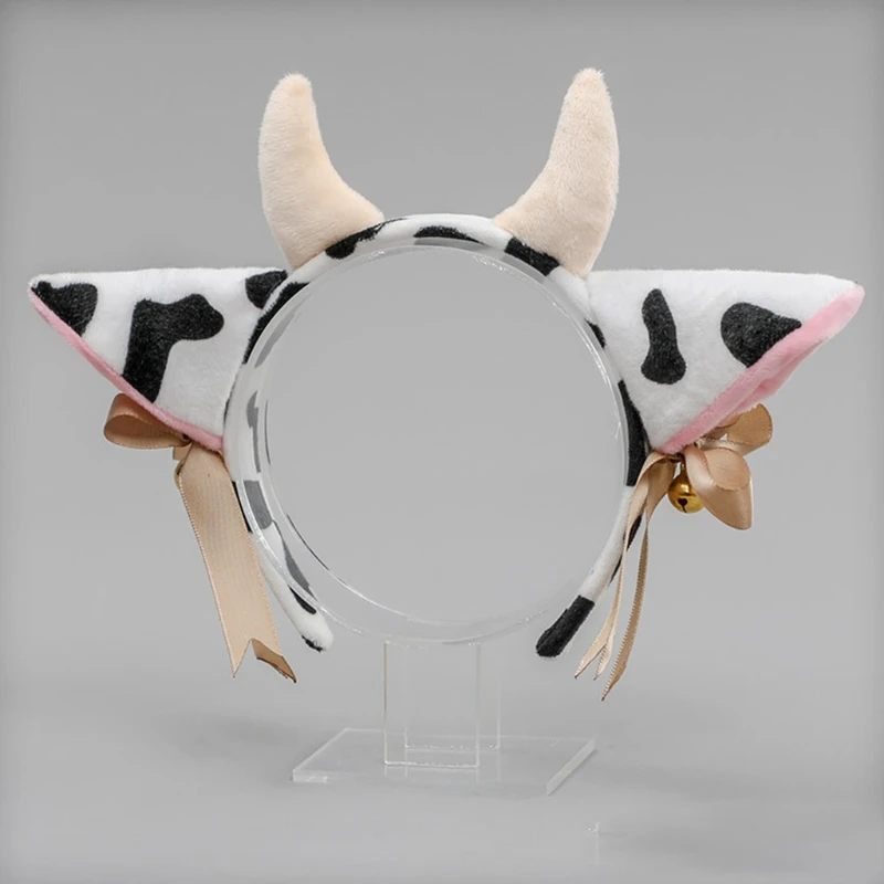 

Cartoon Plush Cow Ears Headband with Bells Ribbon Bow Anime Lolita Hair Hoop Kawaii Animal Party Cosplay Headpiece My11 21
