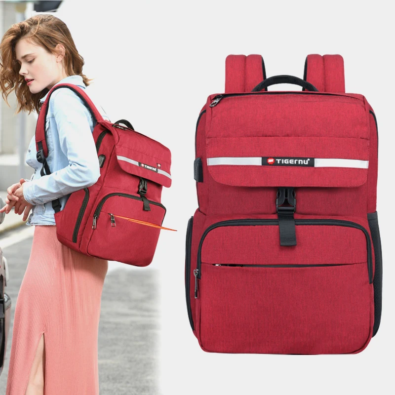 Tigernu Новое поступление USB зарядка женский рюкзак Водонепроницаемый 15 6 дюймов