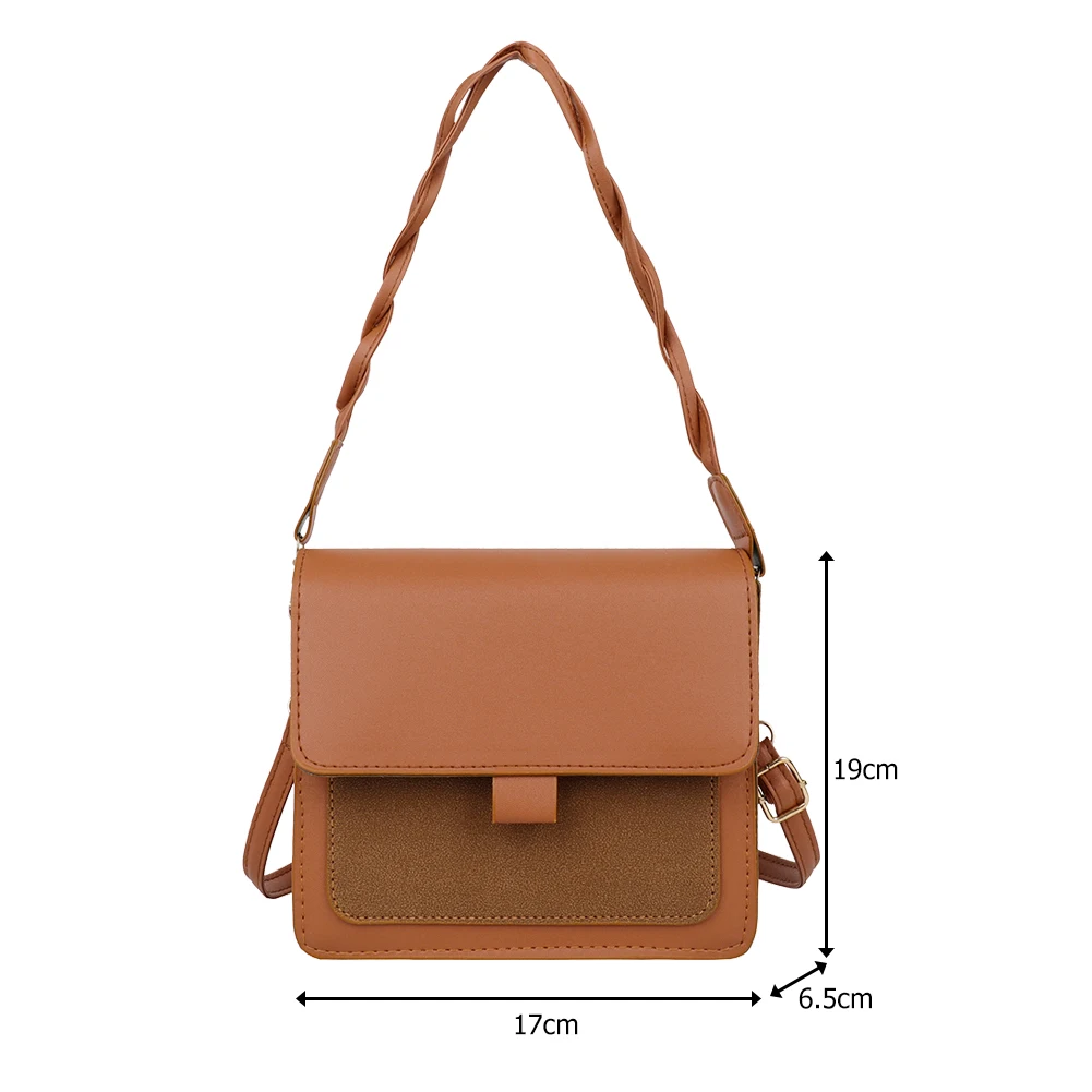 

Women Casual PU Crossbody Bag Small Square Braided Belt Shoulder Handbags