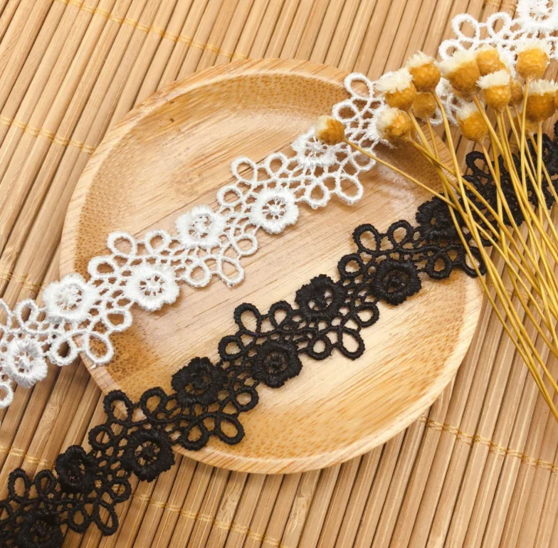 5 ярдов Ширина 2 1 см высококачественные черные и белые вышитые аксессуары для
