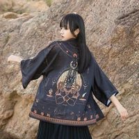 japanese loose bathrobe anubis egyptian mysterious black color haori summer sunscreen kimono cosplay