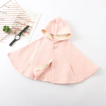 pink Детская накидка; милая осенняя куртка для маленьких девочек; Верхняя одежда для новорожденных; теплая хлопковая накидка с капюшоном для малышей; одежда для малышей - Цвет: pink
