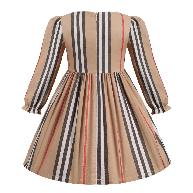 

New arrival 2021 Autumn Children clothes Long cap Striped girls Dress princess children Wear summer 2-6 years fashion