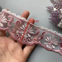 2 yards pink 5 5cm mesh embroidered lace trims for sofa chair cushion home textiles trimmings ribbon sewing accessories fabric