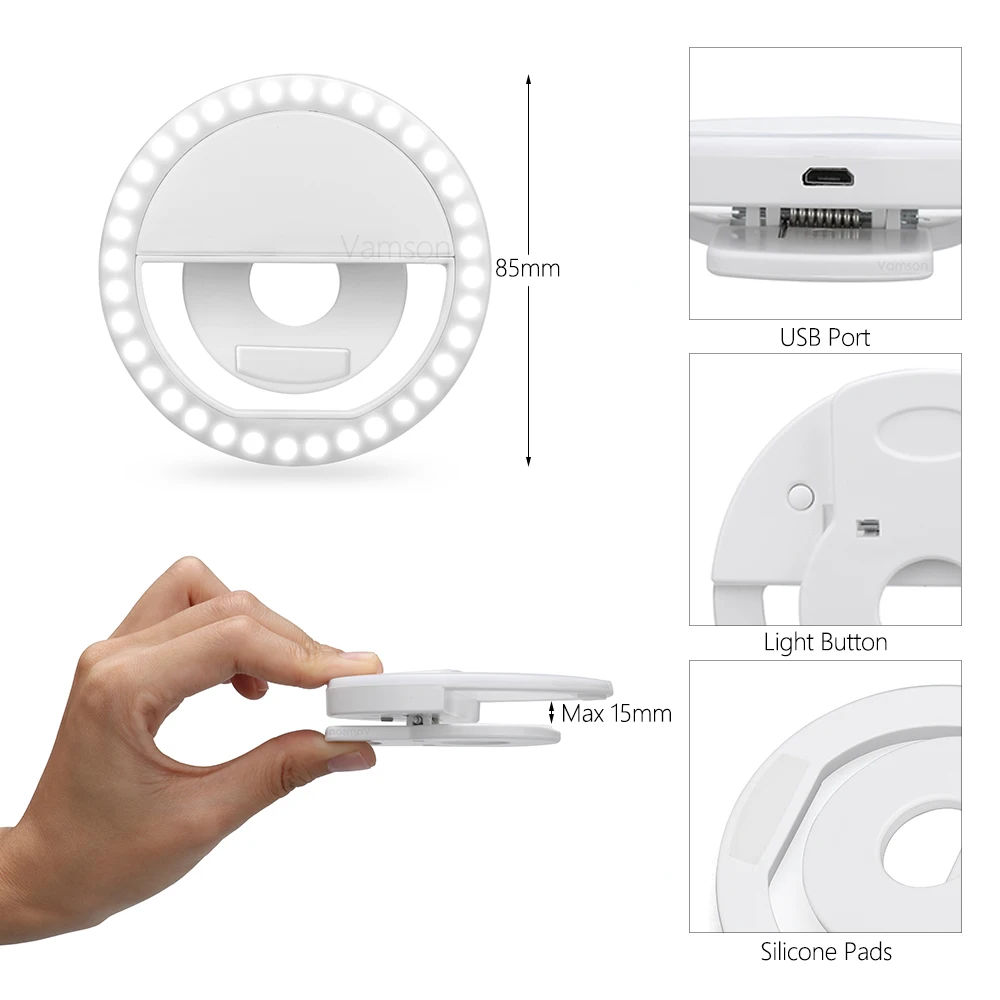 кольцо для селфи vamson светодиод