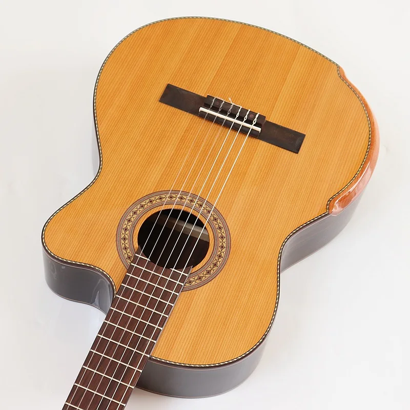 hochglanz solide red cedar 39 zoll klassische elektrische gitarre 6 string 19f klassische gitarre natürliche clolor mit armlehne knochen mutter f