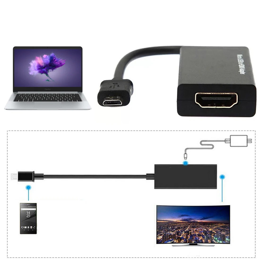 Спортивная видеокамера с разъемом Micro USB Для HDMI совместимого адаптера кабель Mirco к
