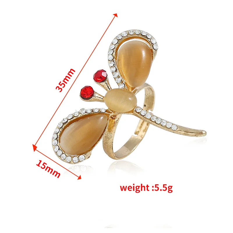 Корейское насекомое стрекоза кольца кристалл горный хрусталь свадебное кольцо