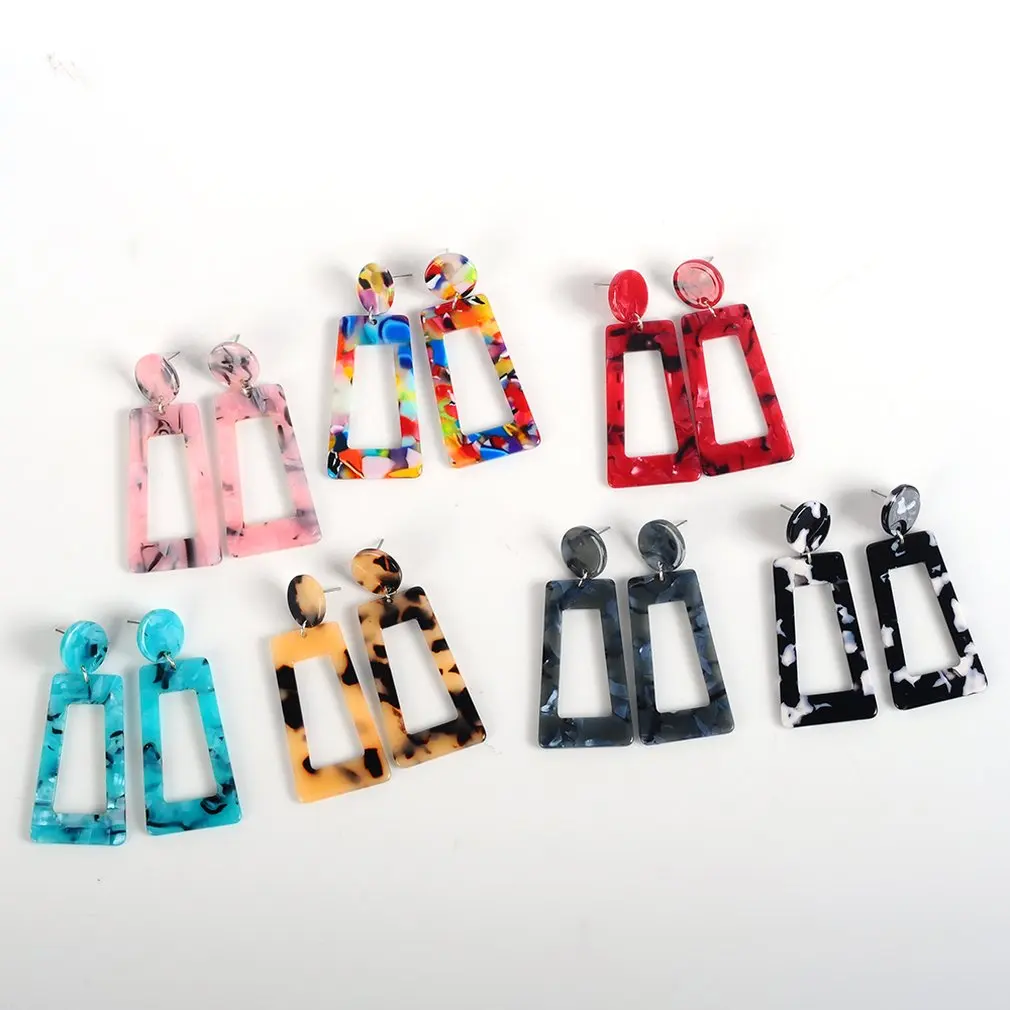 Европа и США новые ацетатные пластины серьги гладкие минималистичные