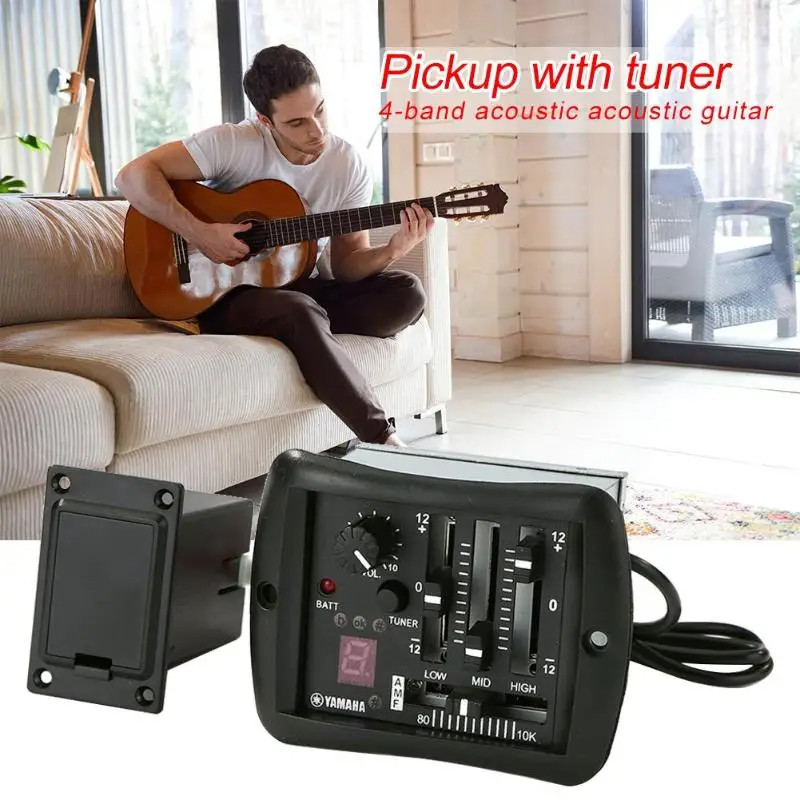 Портативный 4 полосный Акустическая гитара предусилитель эквалайзер объем