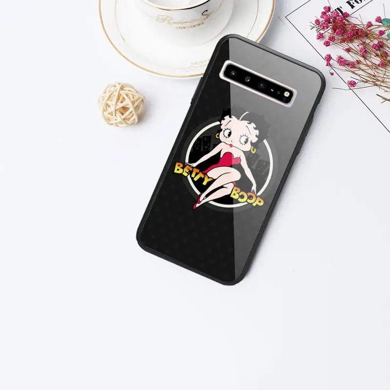 

Pretty Sexy Betty Boop Glass Phone Case For Samsung Galaxy S20 Ultra S10 S9 S8 S7 Plus Edge S10 E Lite Note 8 9 10 Pro Cover