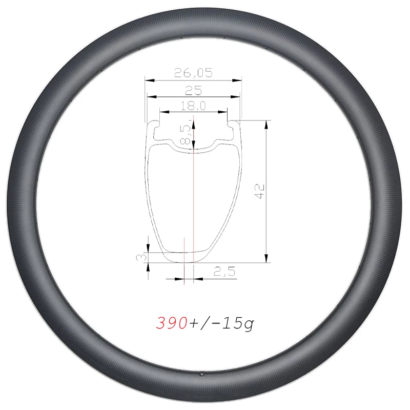 

390g SUPERLIGHT 42mm deep Asymmetric Road disc carbon rims 700C clincher tubeless 25mm wde 16H 18H 20H 21H 24H 28H 32H UD 3K 12K