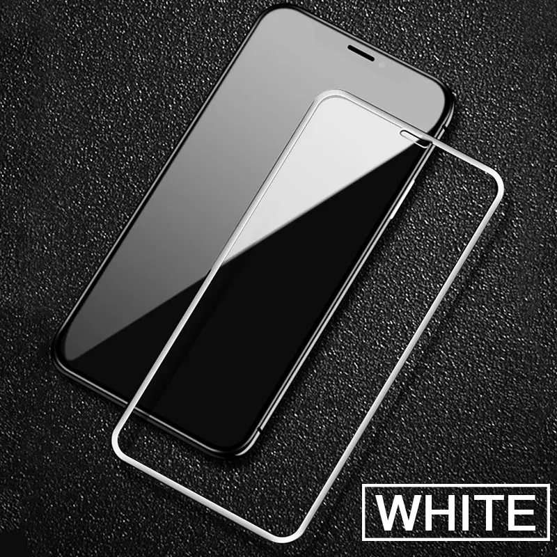 500D защитное стекло с закругленными краями для iPhone X XR XS Max полное покрытие iPhone 11 Pro Max защита экрана закаленное стекло - Цвет: White