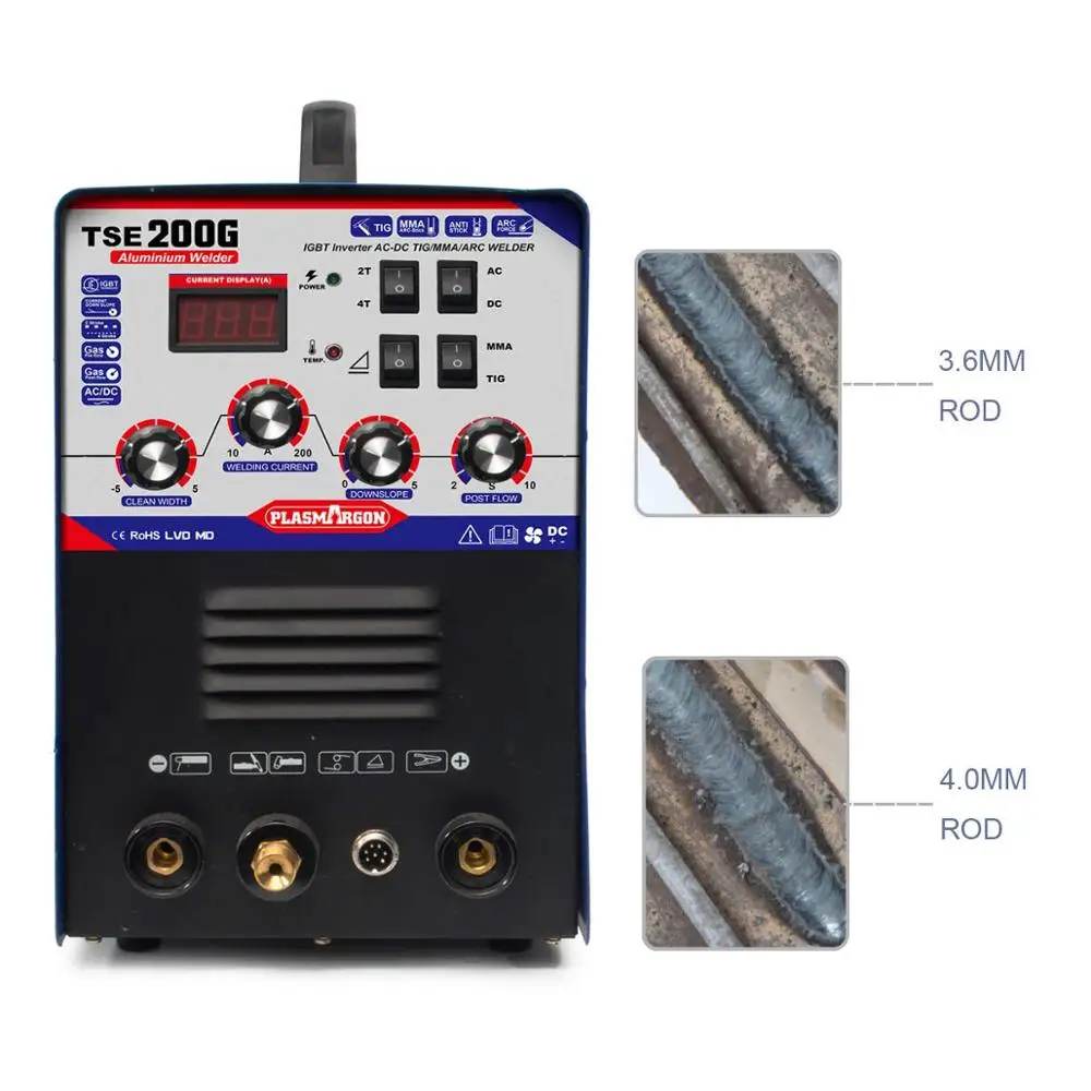 TSE200G AC / DC инвертор TIG MMA сварочный аппарат может сварить алюминий нержавеющую