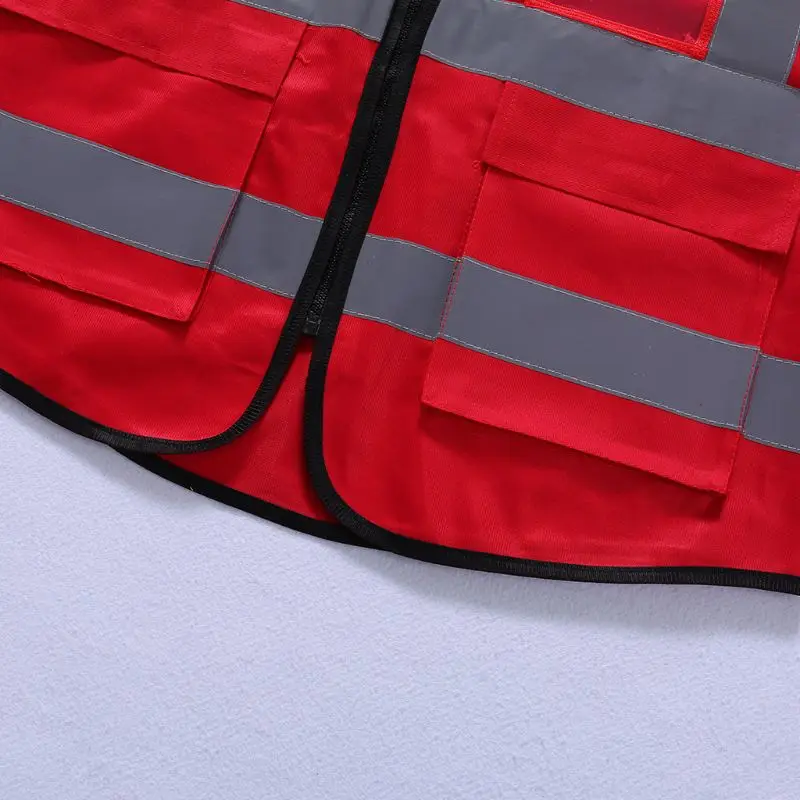 Hi-Vis жилет безопасности с молнией Светоотражающая куртка безопасности жилет 5 карманов