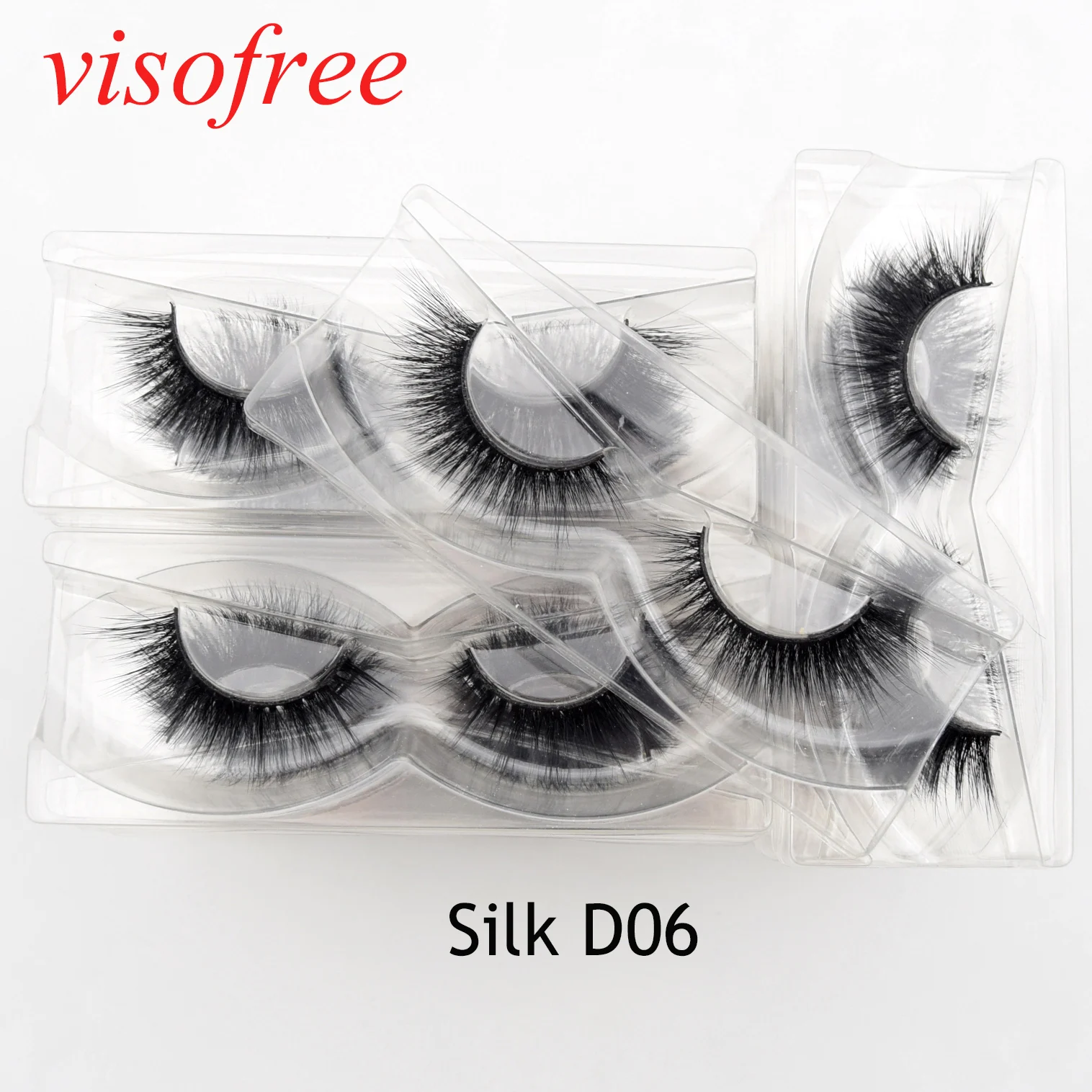 Фото Ресницы Накладные Visofree, 30 пар/лот, мягкие, черные, натуральные, Silk-D06 №3