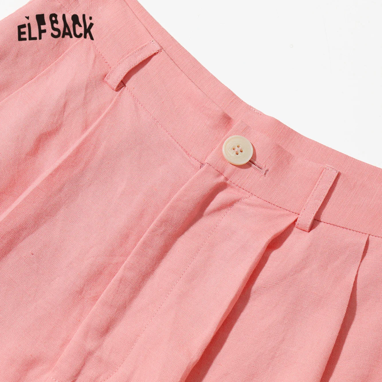 ELFSACK Solid Minimalist High Waist Straight Casual Women Trousers,2021 Spring Pure Stylish Korean Ladies Basic Daily Bottom