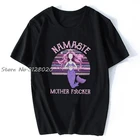 Йога Русалка Намасте мать Fvcker в винтажном стиле; Женская, Мужская футболка, хлопок, футболки, топы в уличном стиле Harajuku