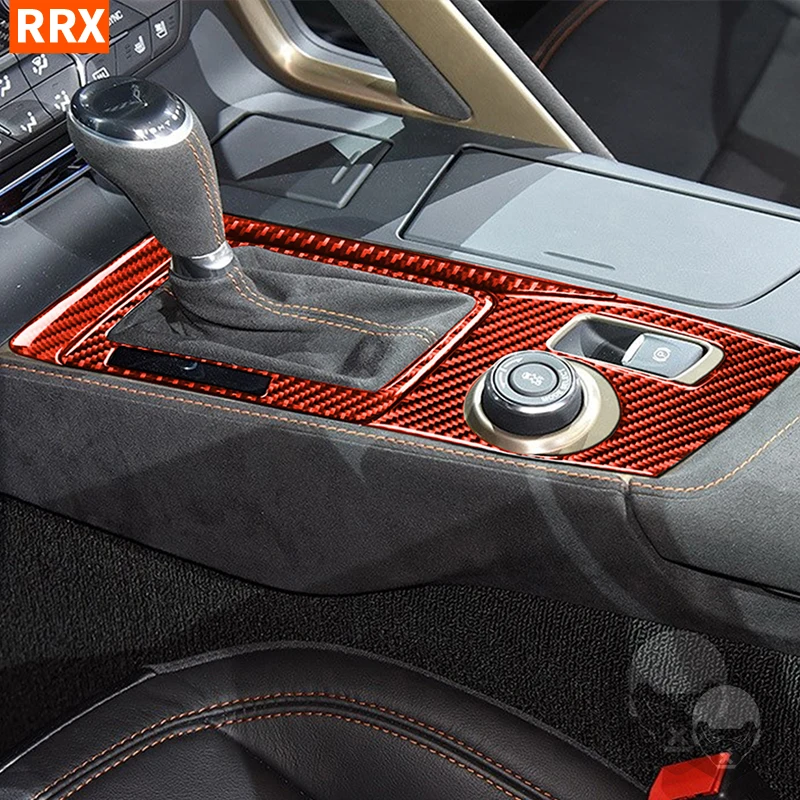 

For Chevrolet Corvette C7 2014-2019 Gear Shift Knob Panel Box Cover Trim Sticker Real Carbon Fiber Car Styling Accessories