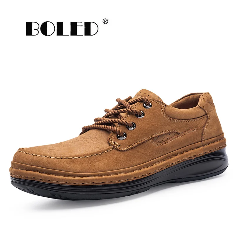 

Natural Leather Platform Men Shoes High Quality Lace-up Soft Leather Casual Shoes Handmade Wear-resistant Shoes Men
